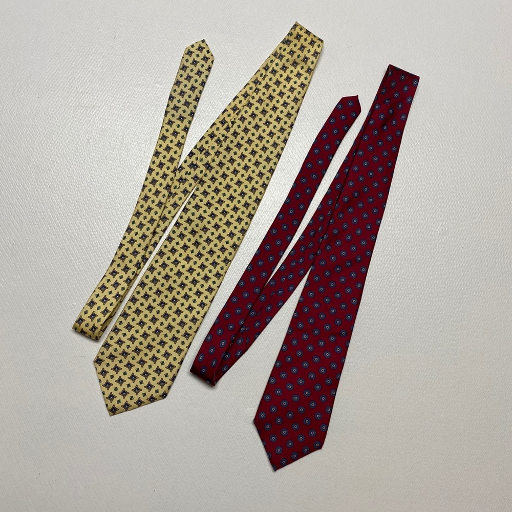 Christian Dior LOT OF 2 Silk Ties Yellow/Red VGUC